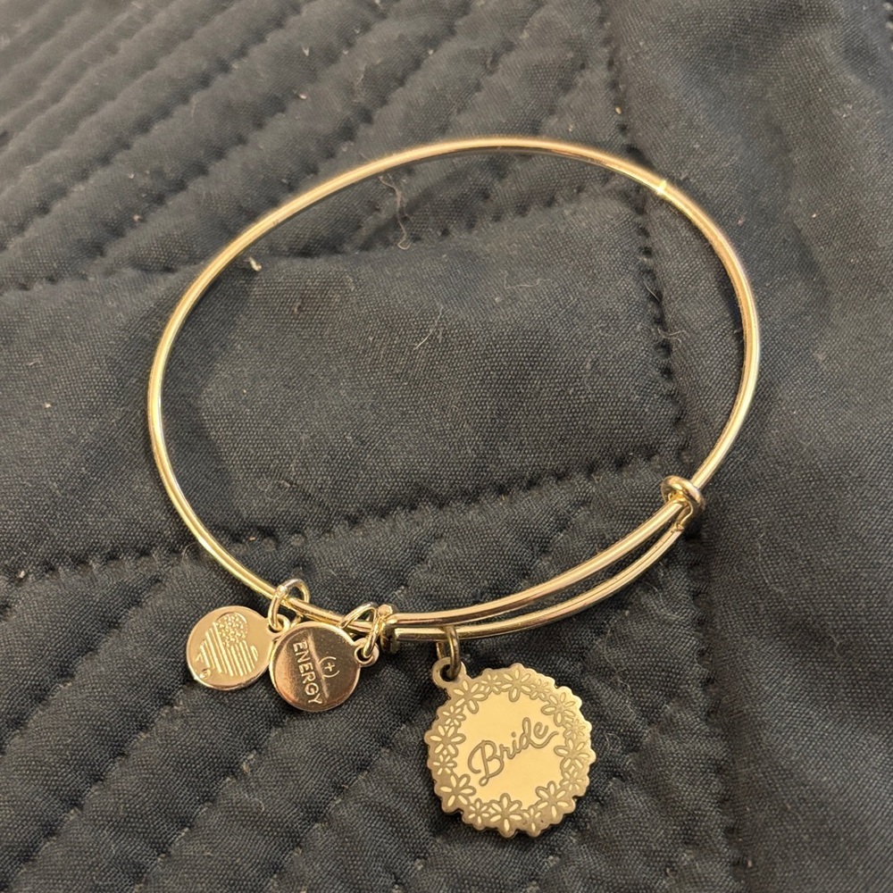 Silver 'Bride' Charm Bangle Bracelet
